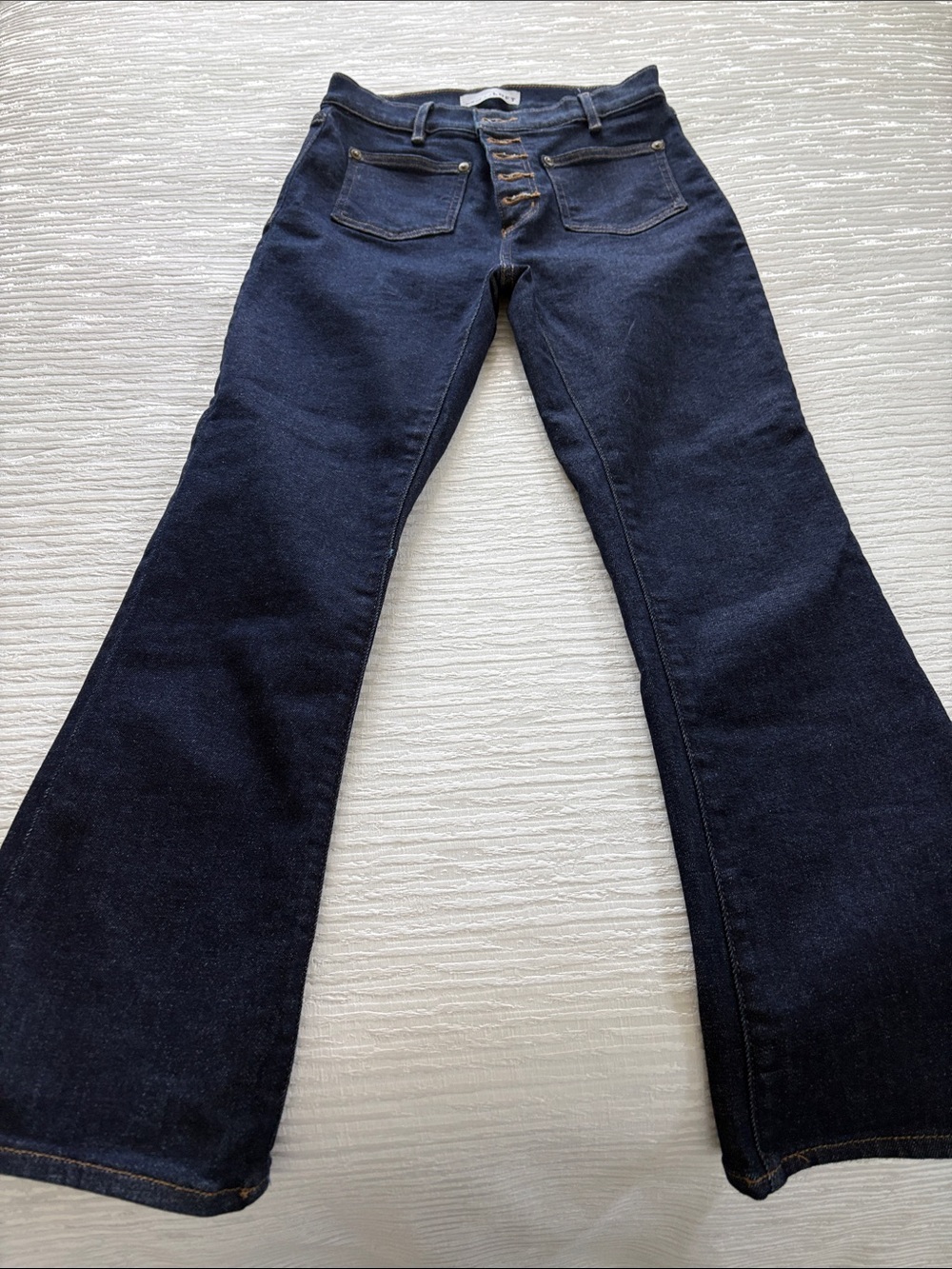 LOFT Navy Flared Button-Fly Jeans
